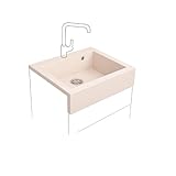 QLS Bauernspüle im Landhausstil 79x61 cm Beige – Aus Granit, 1-Becken, Mit Schürze, Für 80 cm...