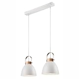 Bioledex Pendelleuchte Esszimmerlampe 2x E27 weiß Metall, Holz