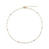 XIHIRCD Beaded Choker, Bunte Sommerperlenkette Kubische Kristallkette Böhmische Perlenkette für...