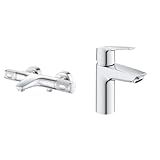 GROHE Precision Feel - Thermostat-Wannenbatterie & QUICKFIX Start - Einhand- Waschtischarmatur...