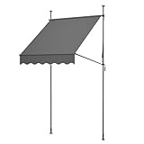 Thanaddo Klemmmarkise mit Handkurbel, 150cm Bereit, manuell höhenverstellbar Balkonmarkise ohne...