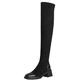 BULVJ Damen-Gummistiefel mit Über-dem-Knie-Stiefel und Slip-on-Design, Lange Stiefel mit Dickem...