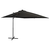 Frdhee Sonnenschirm für Liegestuhl,Ampelschirm mit LED-Beleuchtung 250 cm Schwarz,Sonnenschirm...