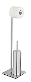 WENKO Stand WC-Garnitur Mod. Recco, Toilettenbürsten- und Rollenhalter aus satiniertem Edelstahl...