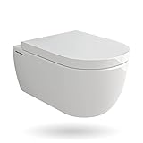 Spülrandloses Hänge WC mit Nano Beschichtung | Toilette Randlos mit Soft-Close WC-Sitz I Wand WC...
