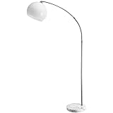 MONZANA® Bogenlampe Marmor 190-210 cm Höhenverstellbar Fußschalter Schwenkbar E27 Edelstahl 40W...