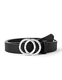 ONLY Damen ONLRASMI Faux Leather Jeans Belt NOOS Gürtel, BlackDetail:Black/Shiny Silver Buckle, 80