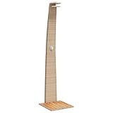 Vopese Garten-Dusche aus Poly Rattan mit Holzboden, Beige, 55x60x224 cm - Freiluft-Dusche für...
