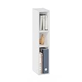 Furinno Fulda 3-stufiges, platzsparendes Aufbewahrungsregal, Bücherregal, 15 cm Breite, Weiß