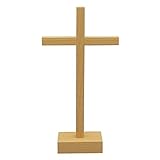 kruzifix24 Stehkreuz Standkreuz Holz Buche Querbalken gerade 17,5 x 9 cm Altarkreuz für Zuhause...