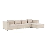 Juskys modulares Sofa Domas XL - Couch für Wohnzimmer - 4 Sitzer - Ottomane, Armlehnen & Kissen -...