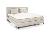 Boxspringbett 180x200 cm, 2x 7-Zonen-Tonnentaschen-Federkernmatratzen H3+H4 inkl. Kaltschaum-Topper,...