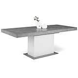 IDMarket - Esstisch, ausziehbar, rechteckig, Eden für 6-10 Personen, Beton und Weiß, 160-200 cm