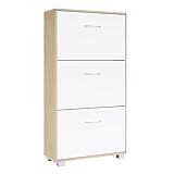 Casaria® Schuhschrank für 18 Paar Schuhe Schmal 115x60x25cm 3 Klappen Hoch Holz Geschlossen...