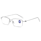 Lanomi Mode Halbrahmen Metall Lesebrille Damen Herren mit Blaulichtfilter Schmal Rechteck Halbrand...