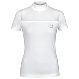 EQUESTRIAN QUEEN Mia 24SS Turniershirt Damen – Kurzarm Reitshirt Weiß mit Spitze – Atmungsaktiv...