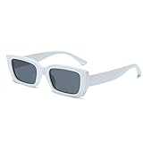 YAMEIZE Vintage Sonnenbrille Eckig Retro Schatten Katzenauge UV Schutz für Frauen Weiß Grau
