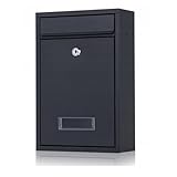 Virone Bali Briefkasten mit mit Namensschild Stahl verzinkt mit Einem Schlüssel (Anthrazit)