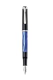 Pelikan Füllhalter Classic 205, Blau-Marmoriert, Feder F (fein), hochwertiger Kolbenfüller im...