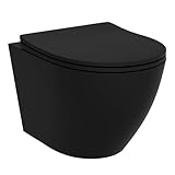 LAVITA Wand-WC Brava Black Hänge Toilette WC Sitz Toilettendeckel mit Absenkautomatik &...