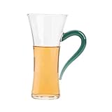 Lizhuzhuzs28 Wassergläser 180 ml Klarglastasse mit dunkelgrünem Henkel, schlanke, hitzebeständige...