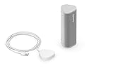Sonos Roam + kabelloses Ladegerät, weiß – Wasserdichter WLAN & Bluetooth Lautsprecher mit Alexa...