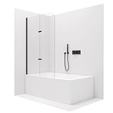 Stilform Soho Badewannenaufsatz, Duschwand für Badewanne: 2-teiliges Klarglas-Design, 120x140,...