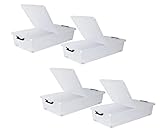 Dynamic24 4er Set Unterbett Kommode mit Rollen 36L 80cm Deckel Spielzeug Box Aufbewahrung Kiste...