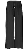 Van Der Rich ® - Weite Plissee Hose High Waist und Verstellbar Bänder - Damen (Schwarz, One Size)