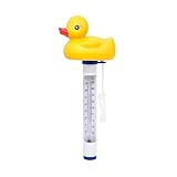 wiianoxd Schwimmendes Thermometer für Tiere, geeignet für Schwimmbäder, Anzeige (gelbe Ente)