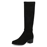 CAPRICE Damen Hohe Stiefel mit Absatz Airmotion bis zum Knie Blockabsatz Weite G Vegan, Schwarz...