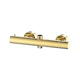 Ares Brushed Gold Thermostat-Duschstange mit 2 Ausgängen - Elegantes & Modernes...