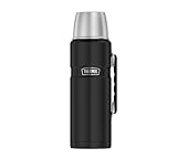 THERMOS STAINLESS KING Thermosflasche schwarz matt 1,20l - Edelstahl, absolut dicht, mit Trinkbecher...