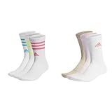 adidas, 3-Stripes Cushioned Sportswear, Socken (3 Paare), Weiß/Lucid Cyan/Lucid Lemon/Lucid Pink,...