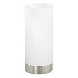 EGLO Tischlampe Damasco 1, Deko Tischleuchte, kleine Nachttischlampe aus Metall und Glas in Silber...