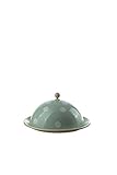 Münder-Emaille - Käseglocke/Käseplattenabdeckung/Käsehaube - Metall/Emaille - Mint mit weißen...