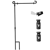 Licsaliwe Gartenflaggenhalter, robuster Eisen-Flaggenhalter für den Hof mit Federschnalle,...