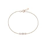 Homxi 750 18K Roségold Gliederarmband für Damen, Kette mit Schleife und Diamant, 17 CM + 5 CM...