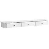 SONGMICS Wandregal, Schweberegal mit 3 Schubladen, bis 15 kg belastbar, 15 x 80 x 10 cm, für Flur,...
