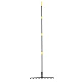 Nurnesy 17 Tine Heavy Duty Metal Garden Rake - 5,4 Fuß Länge, Ideal Zum Stochern, Lockern von...