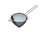 KitchenCraft feinmaschiger Trichtersieb, Edelstahl, Aufhängeloch, langer Griff mit Haken, 15 cm,...