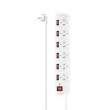 Hama Steckdosenleiste mit Schalter, 6-Fach, Wandmontage, 1,4m (einzeln schaltbar, mit...