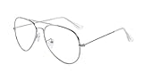 ALWAYSUV klassische Brille Metallgestell Brillenfassung Vintage Brille Dekobrillen (Silber)