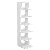VASAGLE Schuhregal schmal, Standregal mit 7 Ebenen, platzsparend, für Eingangsbereich, Ecke,...