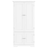 FOREHILL Mehrzweckschrank weiß Wohnzimmerschrank Küchenschrank Hochschrank mit 4 Türen und...