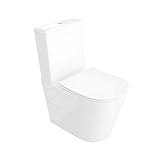 LAVITA Einteilige Stand-WC mit eingebautem Spülkasten NEPTUN WHITE | Komplett-Set | WC deckel mit...