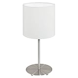 EGLO Tischlampe Pasteri, 1 flammige Textil Tischleuchte, Nachttischlampe aus Stahl und Stoff, Farbe:...