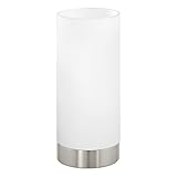EGLO Tischlampe Damasco 1, Deko Tischleuchte, kleine Nachttischlampe aus Metall und Glas in Silber...