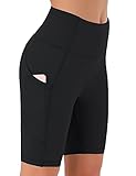 Persit Kurze Sporthose Damen, High Waist Radlerhose Sport Shorts Sommer Laufhose Schwarz L