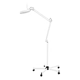 LKHDONG 5X LED Lupenleuchte mit Standfuß, 5 Dioptrien Lupenlampe mit Rollstativ, Lupe mit Licht...